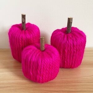 Hot Pink Pumpkin Decor Set of 3 Pumpkins